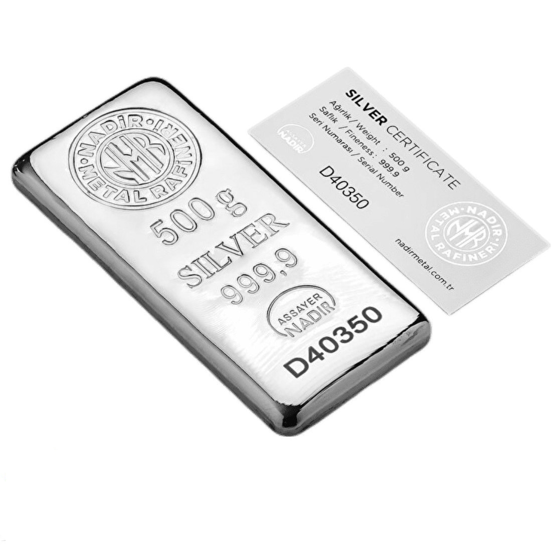 شمش نقره 500گرمی نادیر ترکیه 999,9